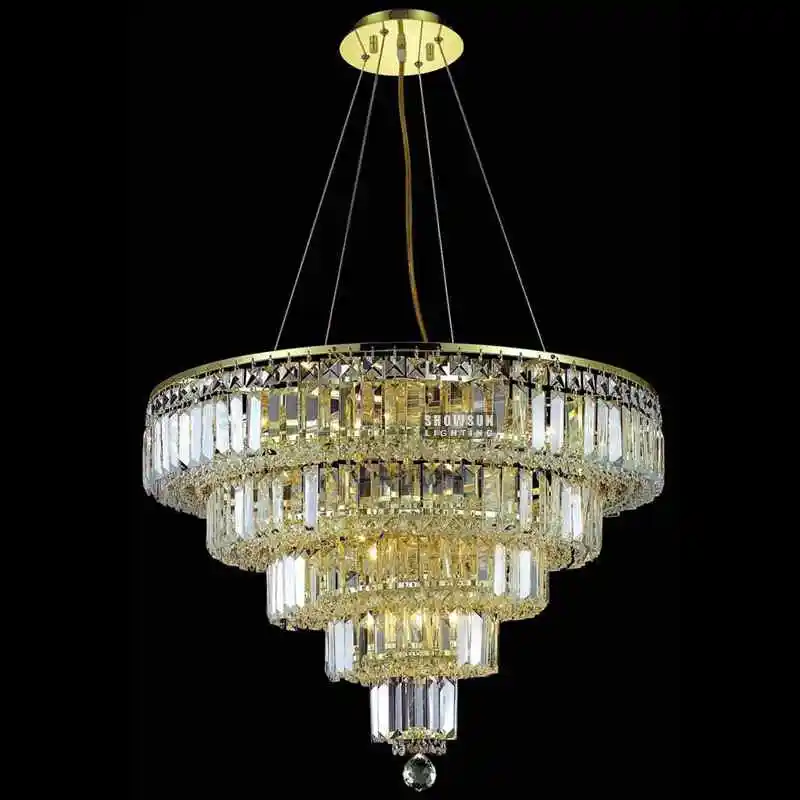 Luxury Modern K9 crystal hanging pendant light golden crystal chandelier for dinning room