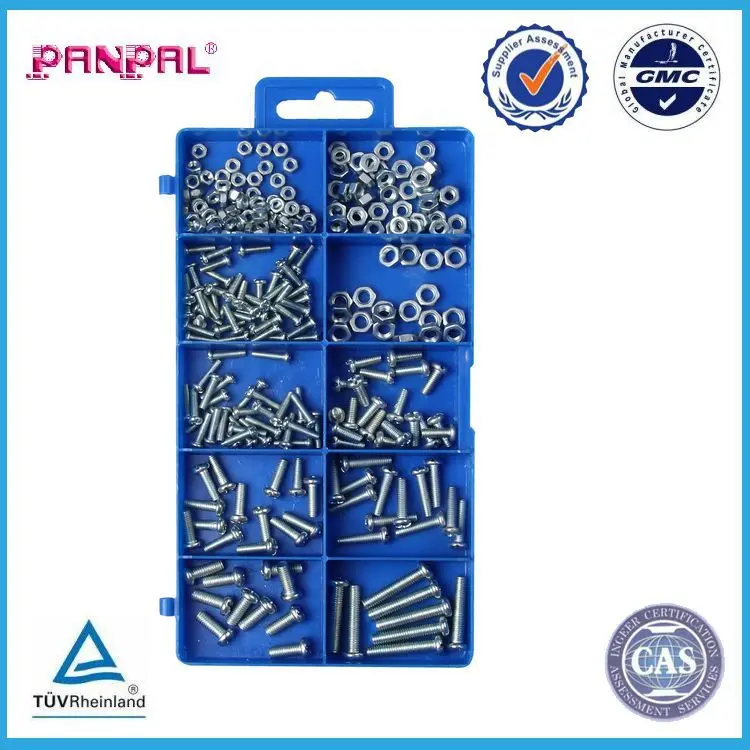 Hot Selling Package Assorted Sizes Carbon Steel Hexagon Nuts, Flat Washers and Machine Screws supplier