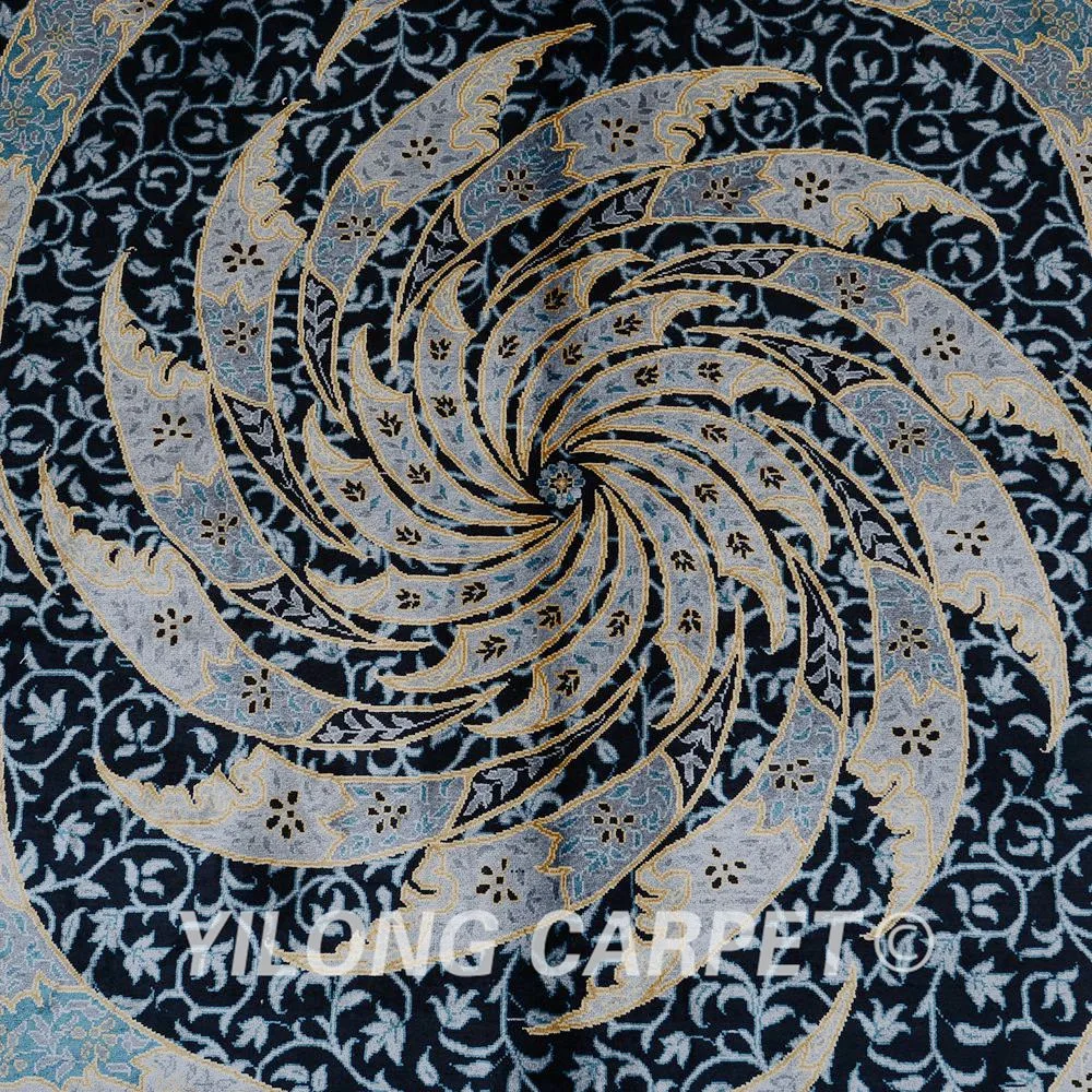Yilong 5x7. parete tappeto persiano blu whirlwind interno fatto a ... Tappeto persiano blu