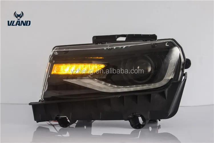 VLAND manufacturer for car headlight for RGB  Camaro colorful headlight 2014-2015 front lamp with moving signal +turn signal+DRL