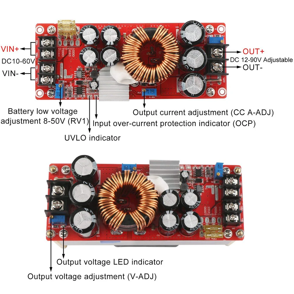 1500w Boost Voltage Converter Dc 1060v 12v 60v To Dc 1397v 24v 36v 48v Step Up Power Supply