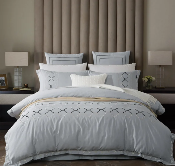 Super King Size With Cotton Comforter Set Duvet Cover,Pintuck Block