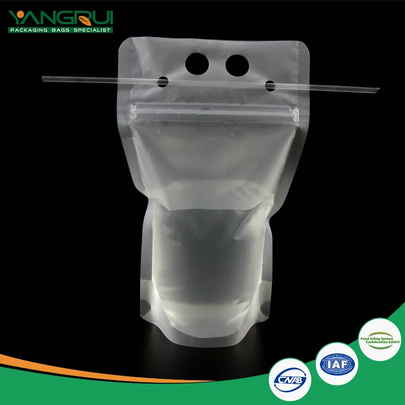 Customized Clear Stand Up Plastic Juice Beverage Drink Packaging