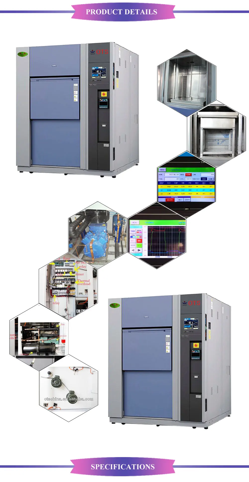 laboratory Environmental hot chamber machine Heating and cooling Impact Thermal Shock Test Chamber
