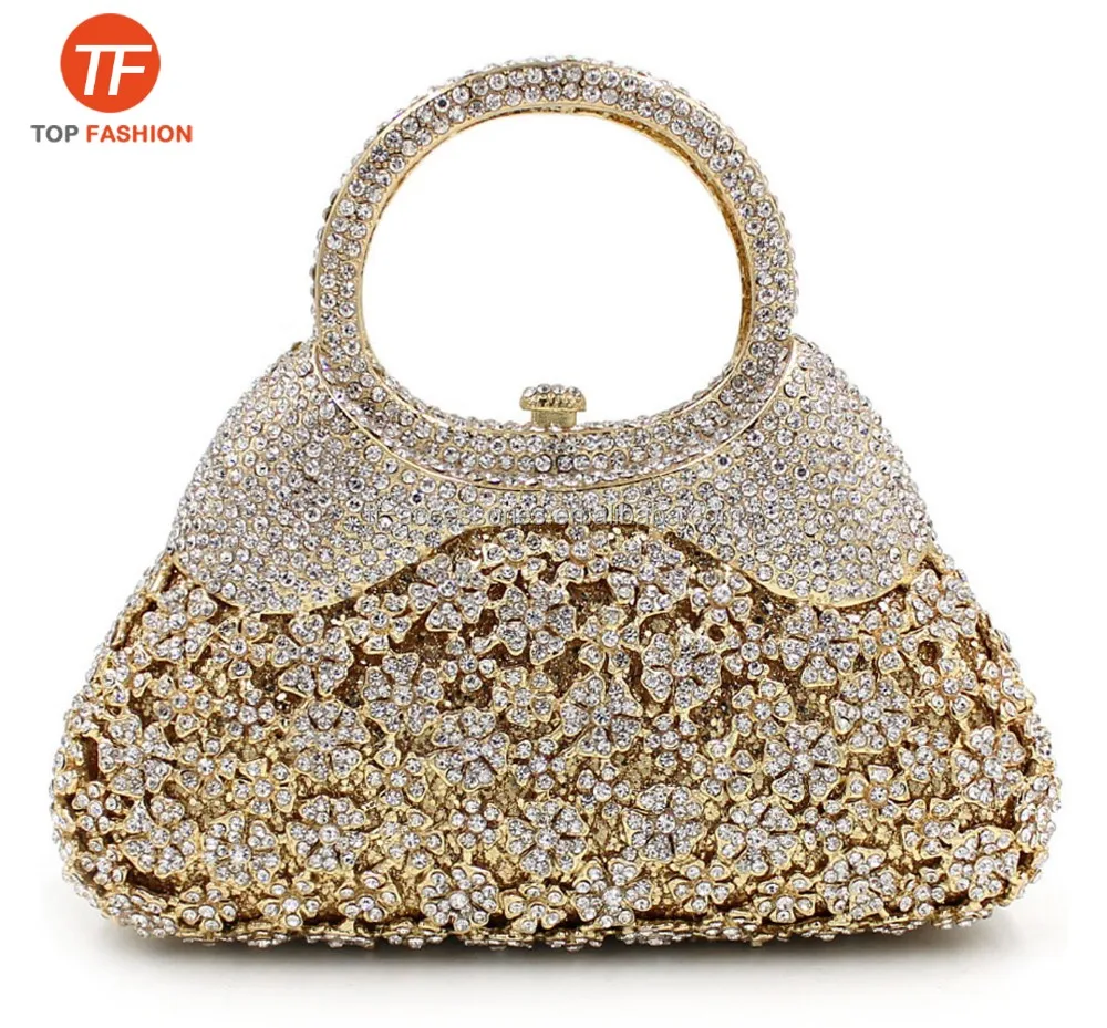 Luxury Crystal Rhinestone Evening Bag Florals Women Party Purse With ...