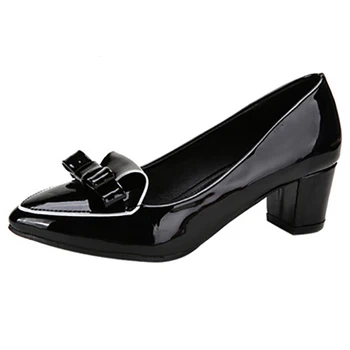 Custom Logo Ladies Dressy Low Heel Shoes Women Black Comfortable