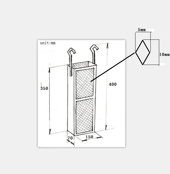 titanium basket mesh to hook with PP anode bags for Electroplating