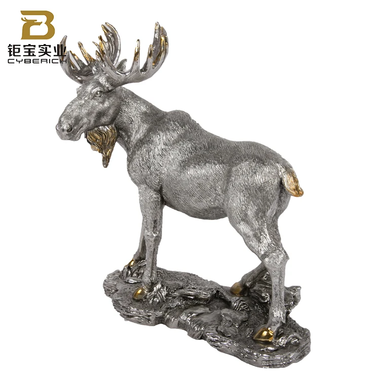 Wholesale Outdoor Silver Resin Moose Bronze Statue Life Size Moose ...