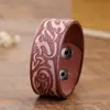 Pheasant Brown Genuine Leather Bracelets Bangle with Alloy Buckle Drop Shipping