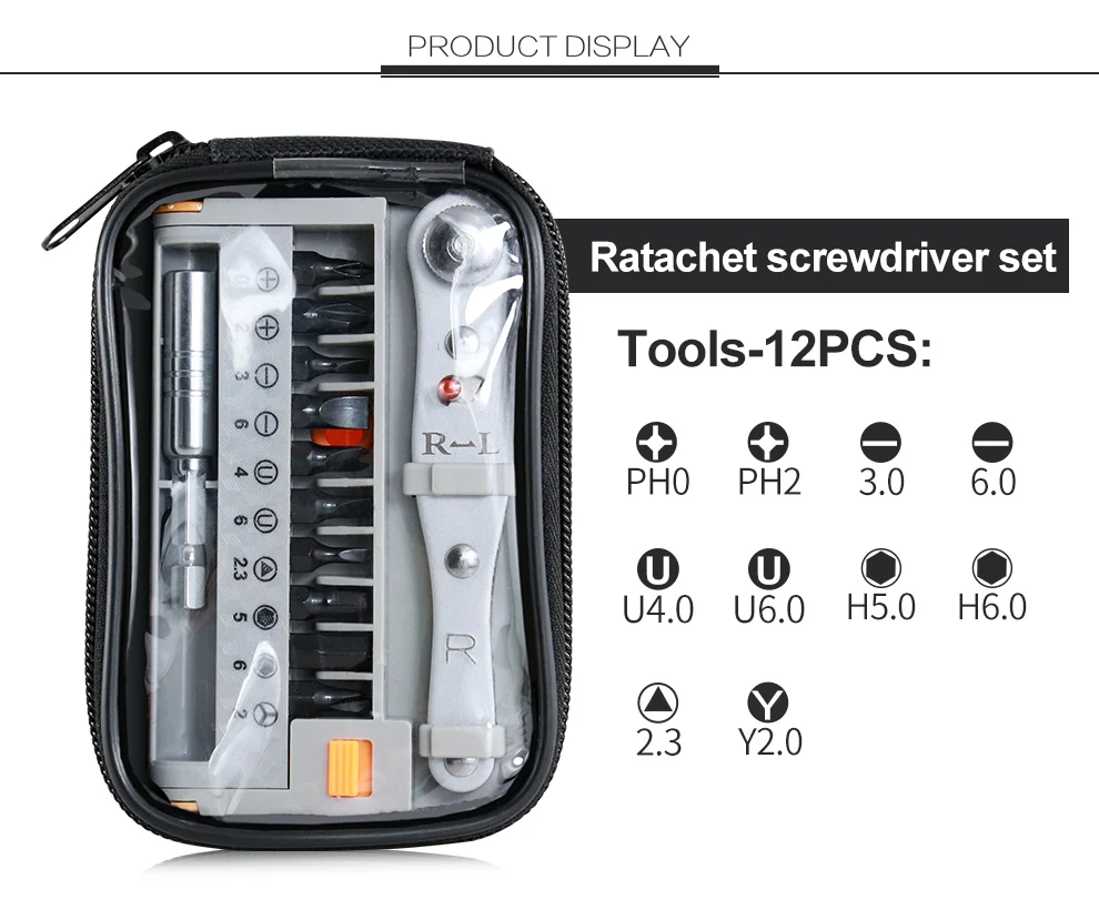 12 in 1 Mini Portable Ratchet Screwdriver Set for Household Electrical Appliances Repair Tool Ratchet Key Tool Hex Screwdriver