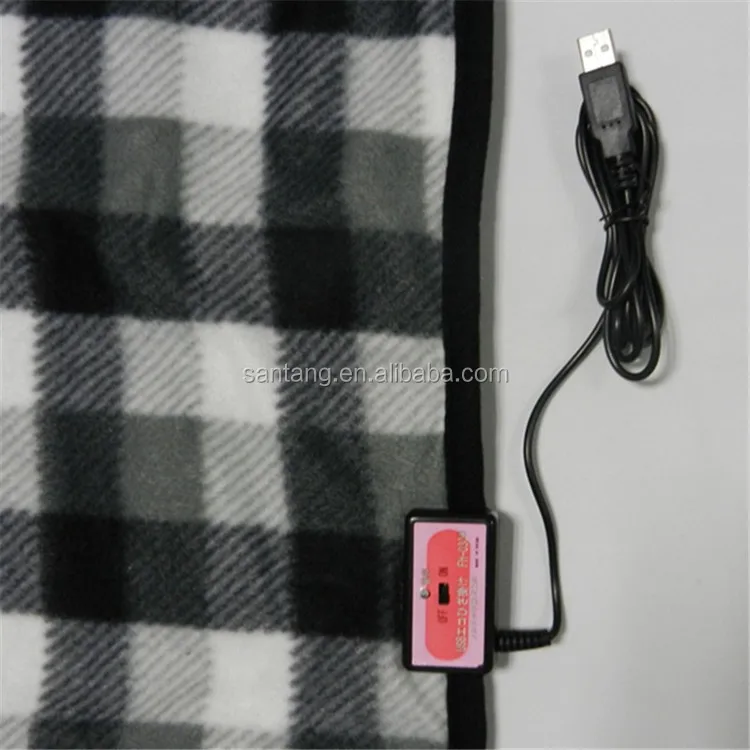 Ce Certified Usb Powered Travel Electric Heating Fleece Blanket For