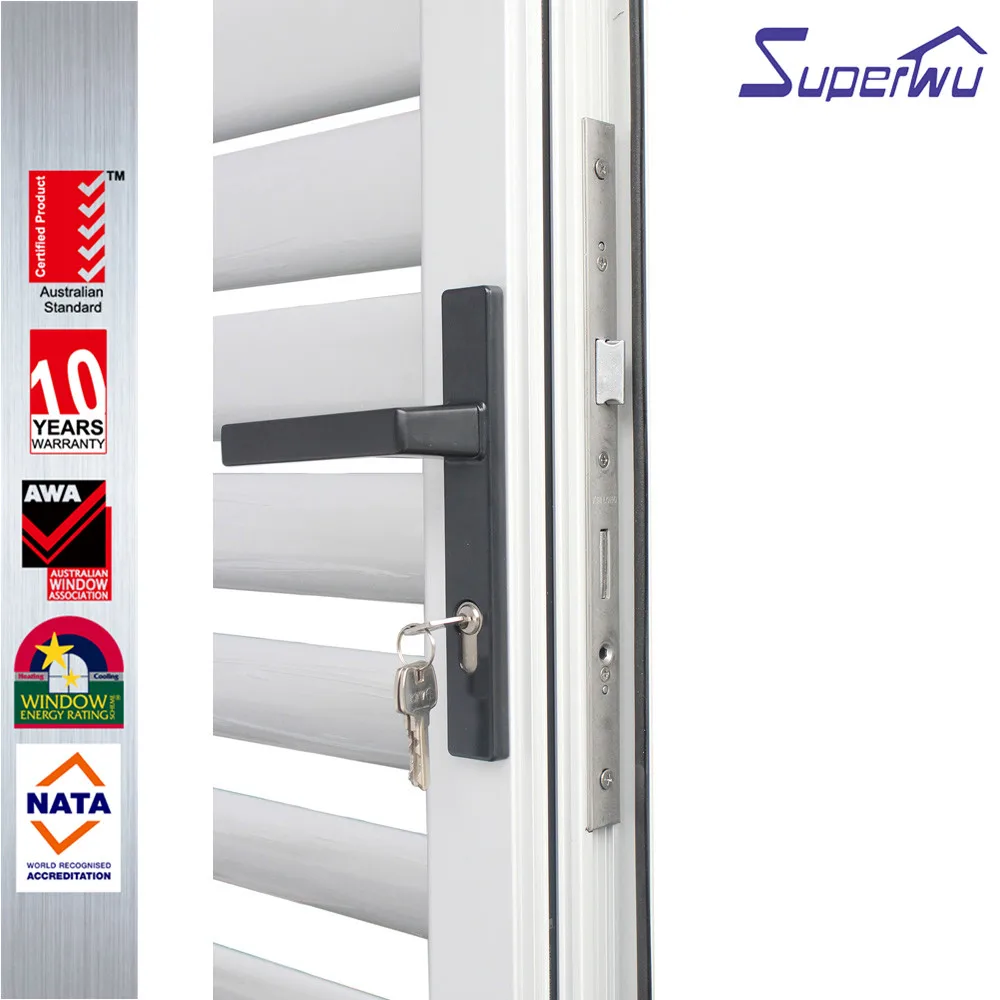 America Certificated And NFRC Double Glazed Aluminum Exterior French Glass Door Louver Doors