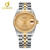 Swiss made automatic watches custom logo women's classic wrist watch real gold covered case with sapphire crystal glass