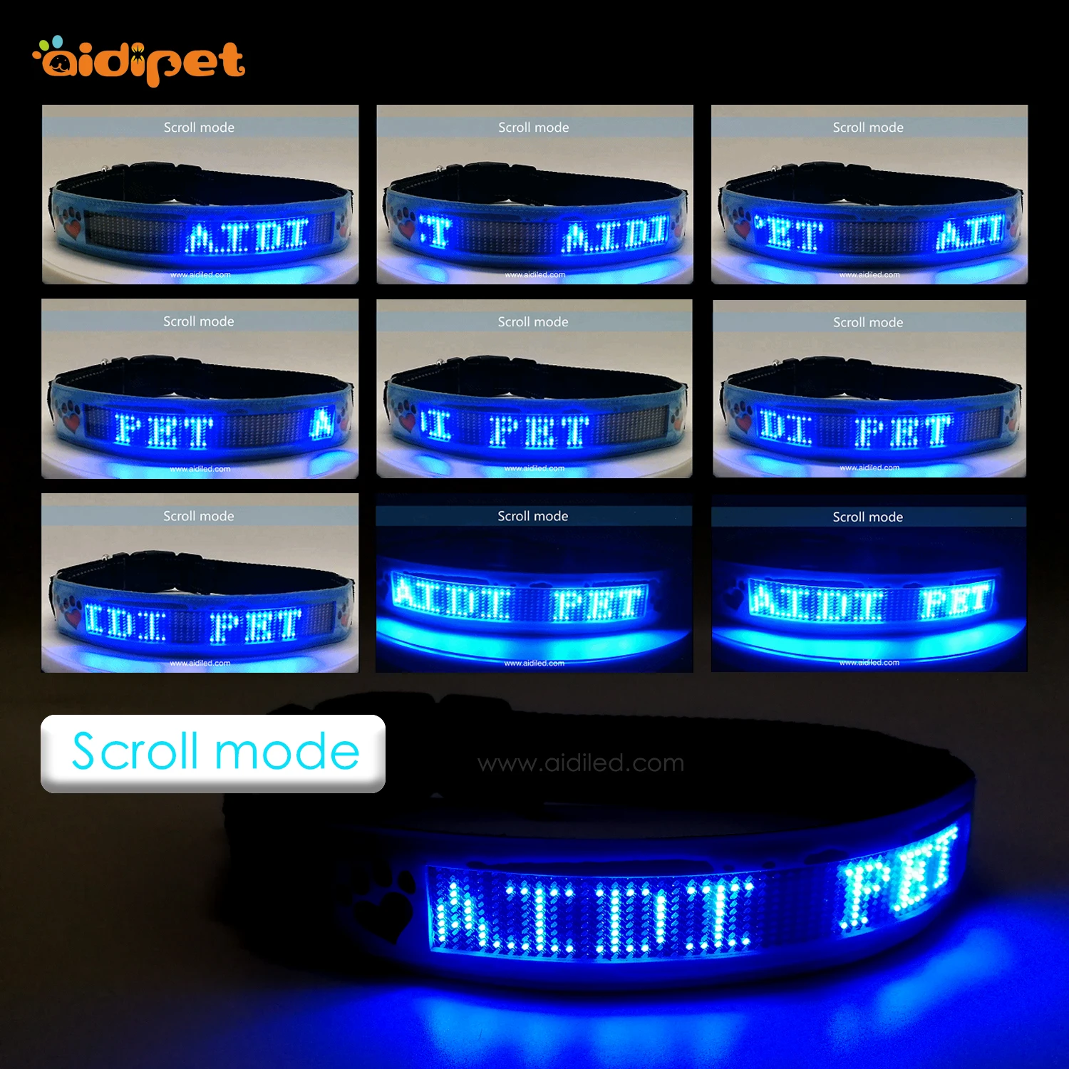 USB Rechargeable Blue Led Dog Collar Mobile Controlled Smart Pet Collar High Quality  Flashing Led Collar for Dogs