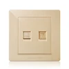 SHARE factory price Gold electronic twin socket telephone and computer rj45 socket 86*86