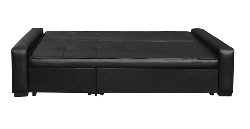 black sofa bed with drawers