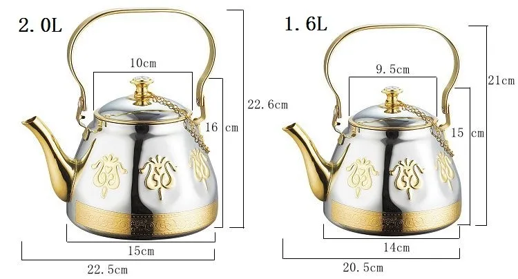 1L Olympia Arabian Tea Pot with Double Lined Handle of Stainless Steel