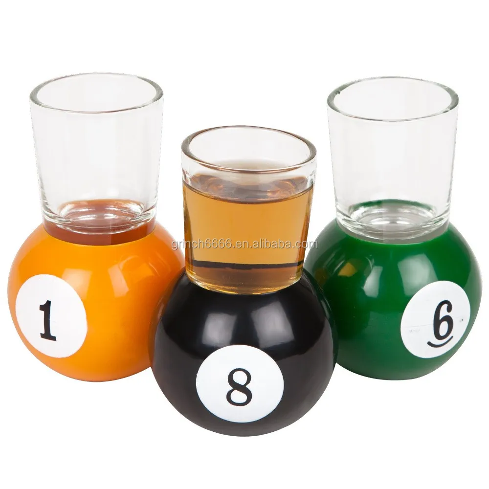 Hot Sell 9 Shot Pool Drinking Glass Game Set Shot Glass Drinking Game