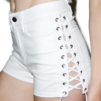 white lace denim shorts