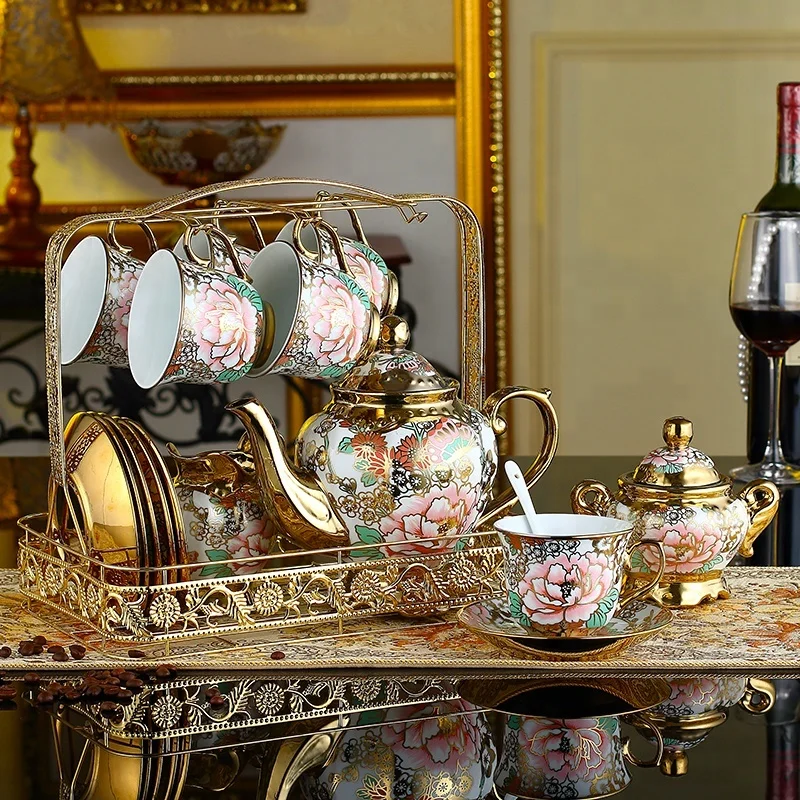 Wholesale Dinnerware Cheaper 17pcs Ceramic Tea Cup Sets Bone China Tea