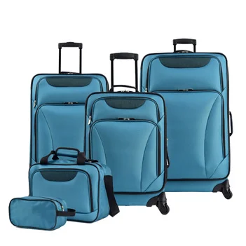 custom made rolling luggage set 5 pcs with custom printed logo