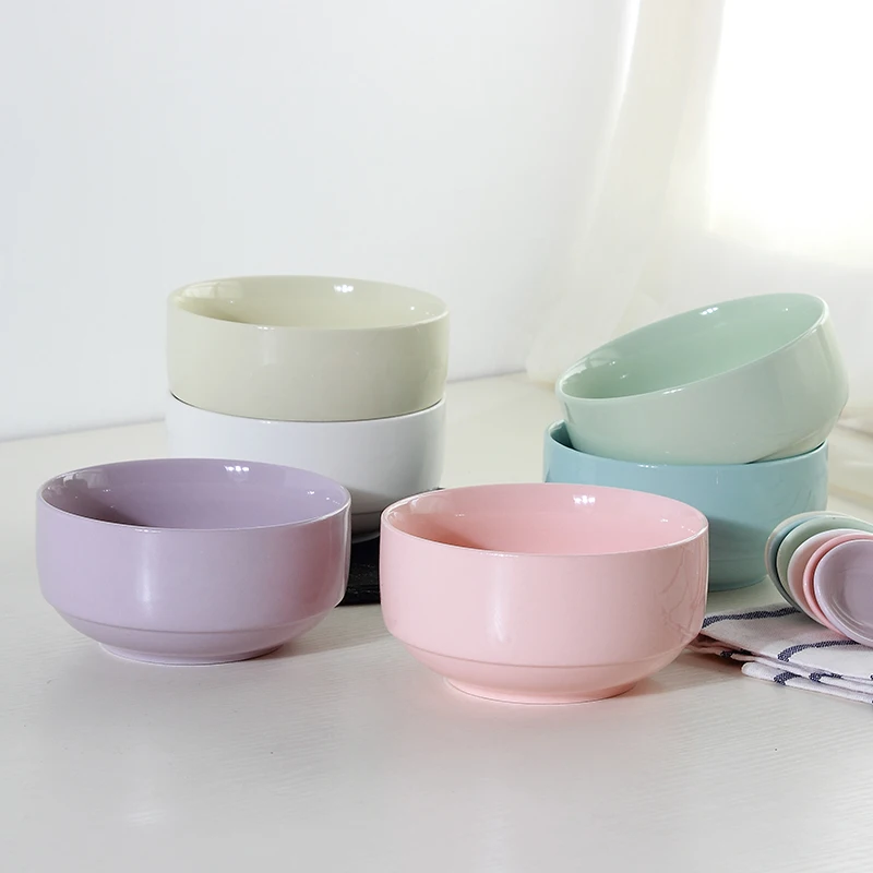 Korean Japanese Style High Quality Ceramic Stackable Rice Soup Bowl And