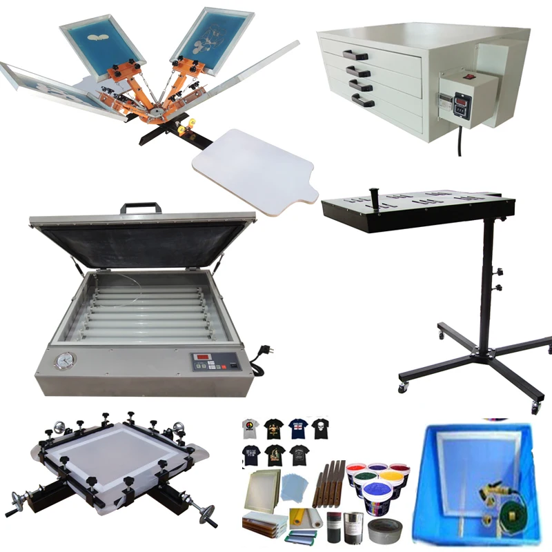 Manual Desk Top 4 Color 2 Station Diy Screen Printing Machine And Full