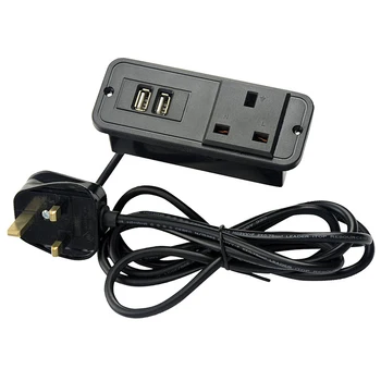 Uk United Kingdom 2 Usb Outlets 1 Socket Flush Mount Black Color Uk United Kingdom 2 Usb Outlets 1