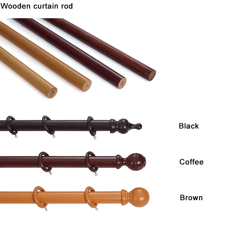 28mm / 35mm Home Decoration Wooden Finials Curtain Rod Cover Accessory