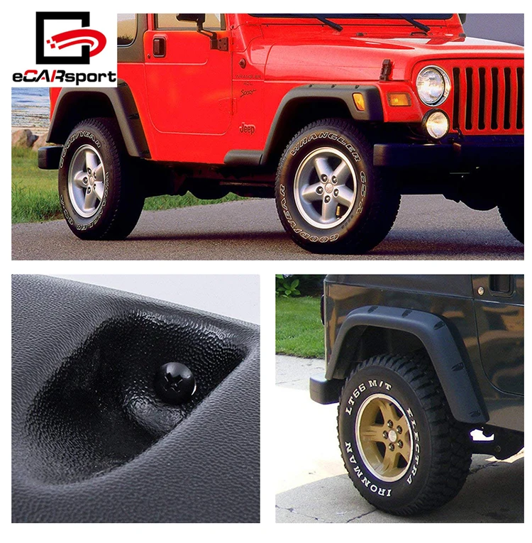 7" Black Pocket Rivet Style Widebody Fender Flares Trims Covers For