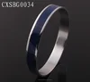 Stainless Steel Round Dark Blue Epoxy Bracelet Bangle For Women