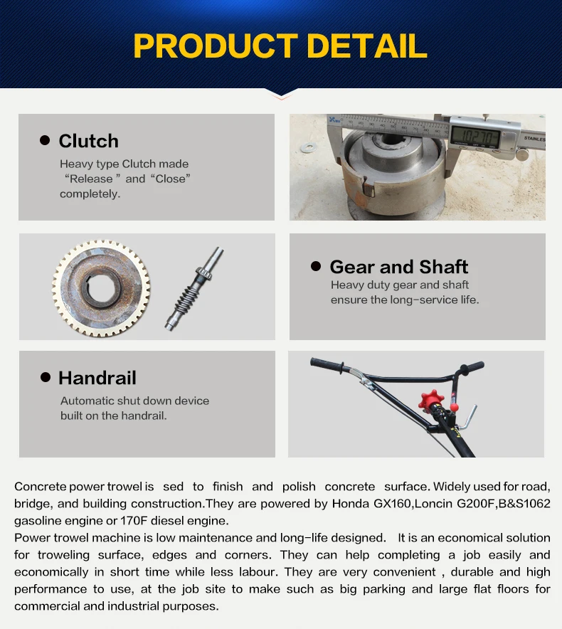 Road Spare Parts Used Ride On Power Trowels Machine And Finishing