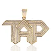New Arrived Letter TAP Pendant Necklace Brass Gold Silver Plated Iced Out Full Zircon Necklace Jewelry
