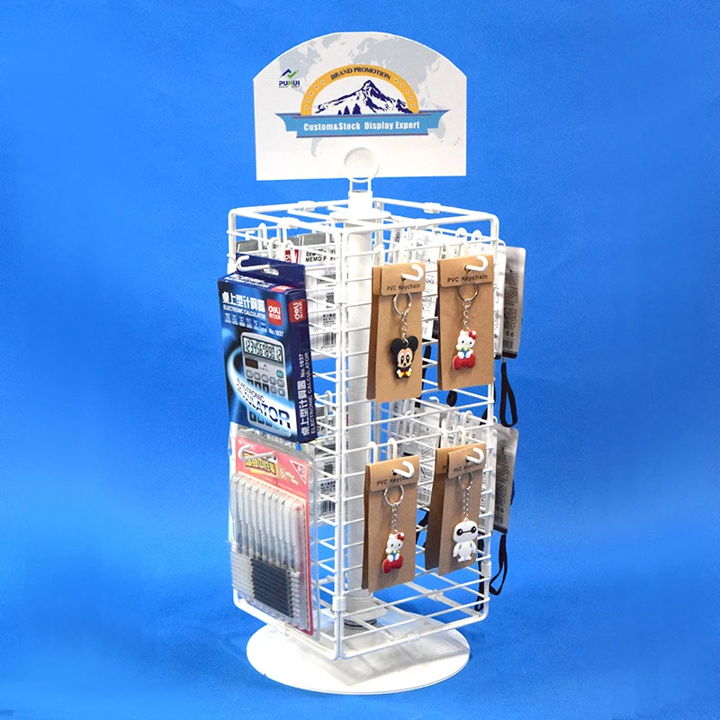 Retail Stores Table Standing Fixture 4 Faces Iron Grid Panel Screen