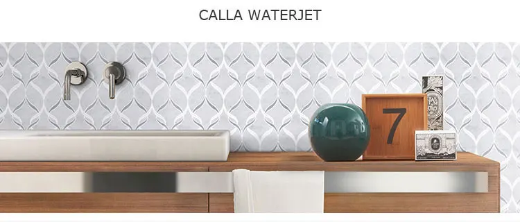 Flower Pattern White Carrara Waterjet Marble Mosaic for Kitchen Backsplash