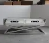 High quality shiny stainless steel table X base san francisco coffee table