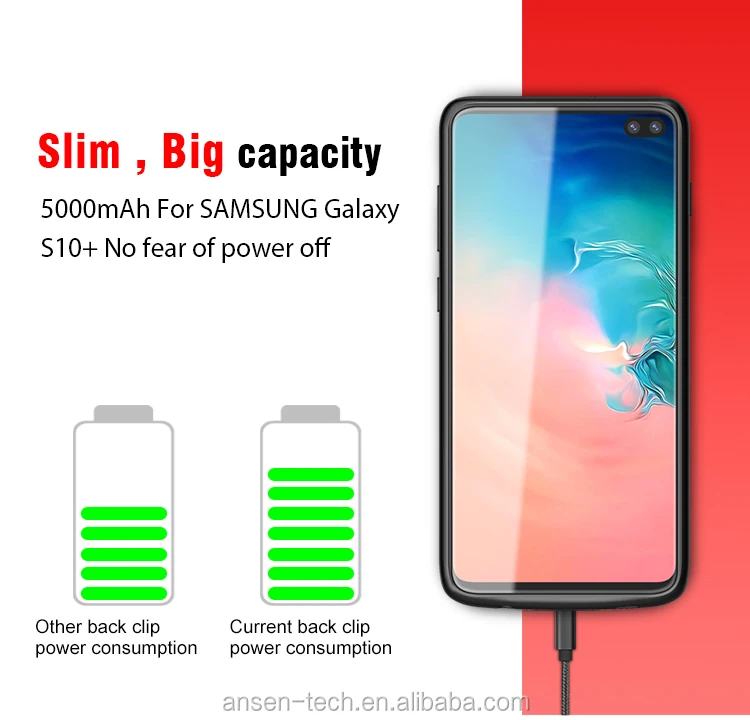 For Samsung Galaxy S10 Plus 5000 mAh S10 Plus Power Phone Case External Battery Case Backup Power Charger For S10 Samsung - ANKUX.COM