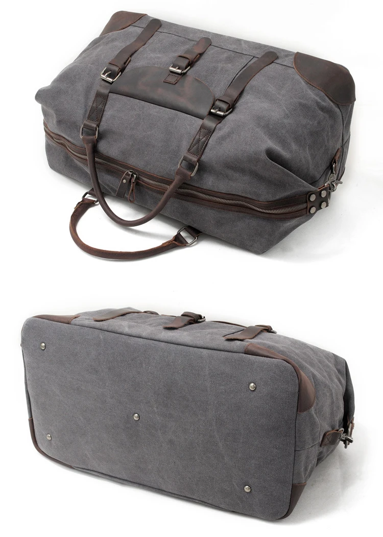 2018 latest design vintage large capacity canvas leather traveling luggage duffle weekender overnight men bag holdall
