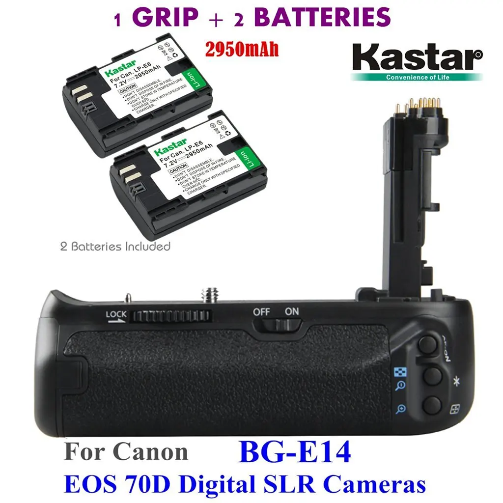 + NI-MH Charger for Canon EOS 6D Digital SLR Cameras + 6X AA NI-MH Batteries Kastar Pro Multi-Power Vertical Battery Grip 2700mAh Replacement for BG-E13
