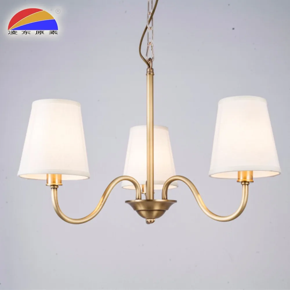 3 Way Fabric Brass Pendant Light Modern Fit E14 Bulb For Dining Room