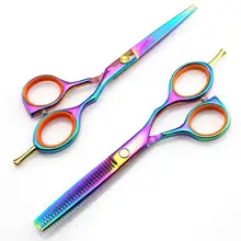5.5 de polegada titânio 440c tesouras de cabeleireiro profissional barbeiro corte tesoura queda de cabelo frete grátis