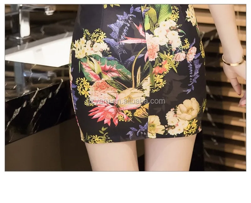 Chinese silk dresses tight skirt pattern Women's Print Cheongsam Korea ...