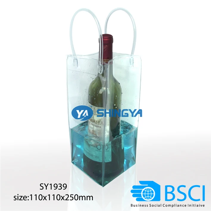 Popular Plastic Champagne Cooler Bag Clear Pvc Wine Tote Cooler Bag