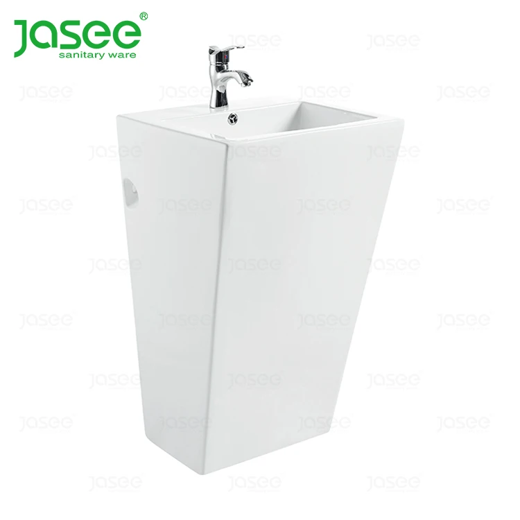 New bathroom coloured floor mounted pedestal basin square wash basin