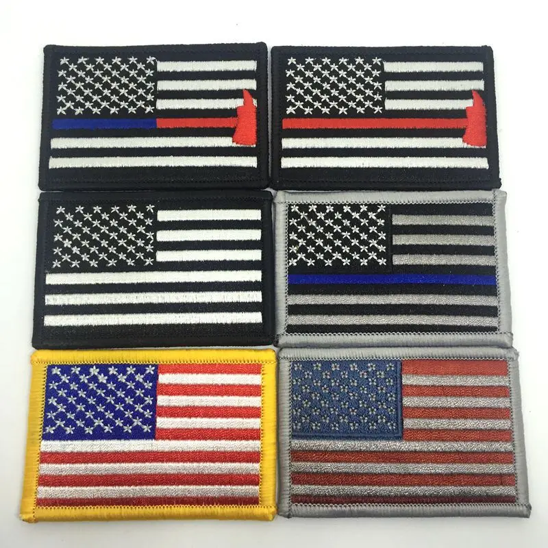Wholesale Embroidered 8*5cm Stick On American Flag Patch Buy American