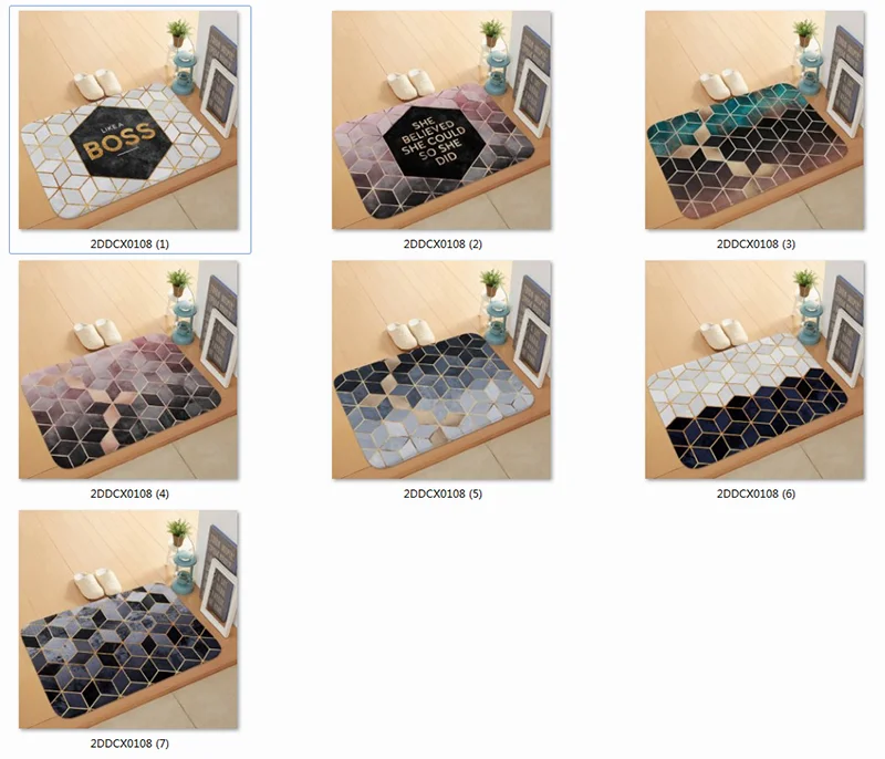 Wholesale Sublimation Plain Marble Green 3d Floor Door Mats Sublimation