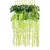 Artificial Wisteria Vine Silk Wisteria Garland Hanging Silk Flowers String Rattan with Green Ivy Leaf For Outdoor Wedding Arc E2