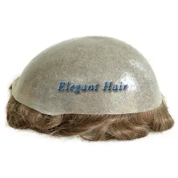 Elegant Hair Thickness Skin Toupee 0 12 0 14mm Full Pu 6 Color