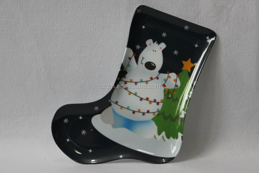 Shoe Shaped Melamine Dessert Plates For Xmas