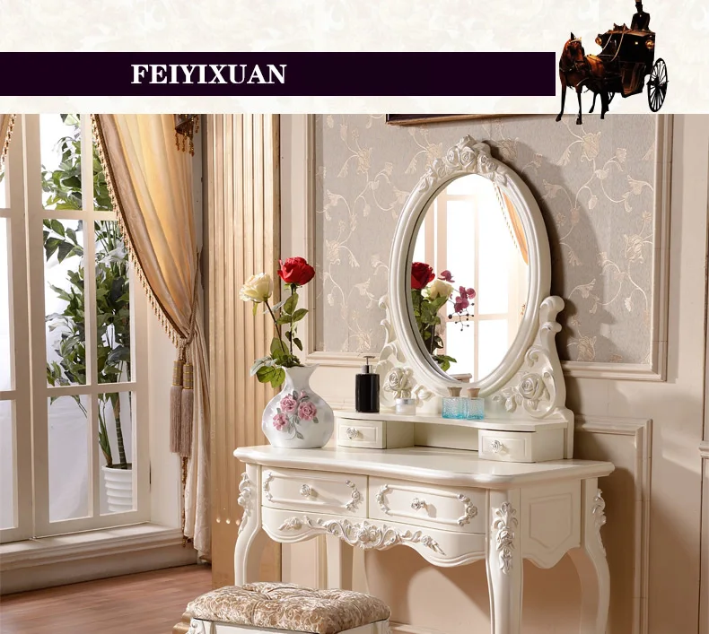 European mirror table antique bedroom dresser French furniture french dressing table o1180